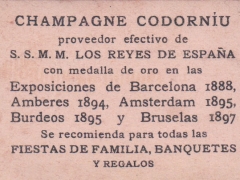 Card from series for Codorníu Champagne, back (43mm x 68mm)