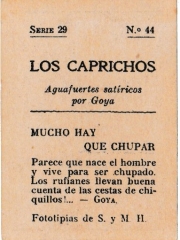 Series 29 number 44 back "Mucho hay que chupar"