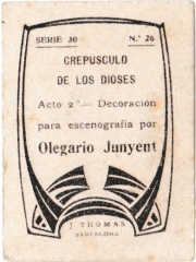 Series 30 number 26 back "Crepúsculo de los Dioses, Olegario Junyent"
