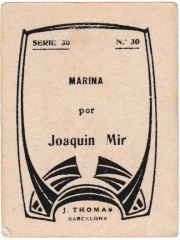 Series 30 number 30 back  "Marina, Joaquin Mir"