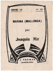 Series 30 number 31 back "Marina (Mallorca), Joaquin Mir"