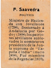 Series 31 number 10 back "F. Saavedra, Político"