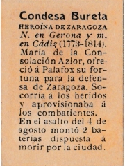 Series 31 number 14 back "Condesa de Bureta, Heroína de Zaragoza"