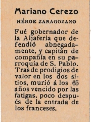 Series 31 number 18 back "Mariano Cerezo, Héroe zaragozano"