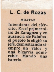 Series 31 number 19 back "L. C. de Rozas, Militar"