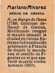Series 31 number 20 back "Mariano Alvarez, Héroe de Gerona"