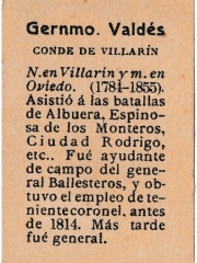 Series 31 number 36 back "G. Valdés, Conde de Villarín"