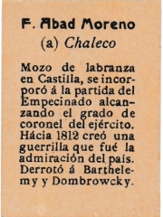Series 31 number 52 back "F. Abad Moreno (a) Chaleco"