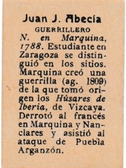 Series 31 number 54 back "Juan J. Abecía, Guerrillero"