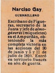 Series 31 number 56 back "Narciso Gay, Guerrillero"