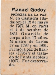Series 31 number 6 back "Manuel Godoy, Príncipe de la Paz"