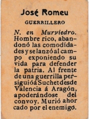 Series 31 number 65 back "José Romeu, Guerrillero"