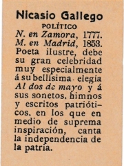 Series 31 number 69 back "Nicasio Gallego, Político"