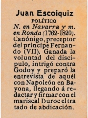 Series 31 number 7 back "Juan Escoiquiz, Político"
