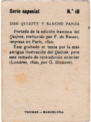Special Series number 18 back "Don Quijote y Sancho Panza"