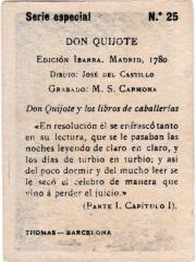 Special Series number 25 back  "Don Quijote y los libros de caballerías"