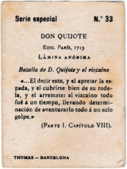 Special Series number 33 back "Batalla de Don Quijote y el vizcaíno"