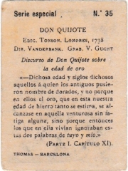Special Series number 35 back "Discurso de Don Quijote sobre la edad de oro"