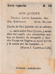 Special Series number 54 back "Lucha de Don Quijote con el cabrero"