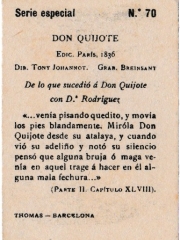 Special Series number 70 back "De lo que sucedió a Don Quijote con Doña Rodriguez"