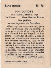 Special Series number 76 back "Don Quijote en una imprenta de Barcelona"